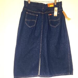 Vintage NWT LEE  Dark Blue Denim Midi Skirt. Western Boho 70"s